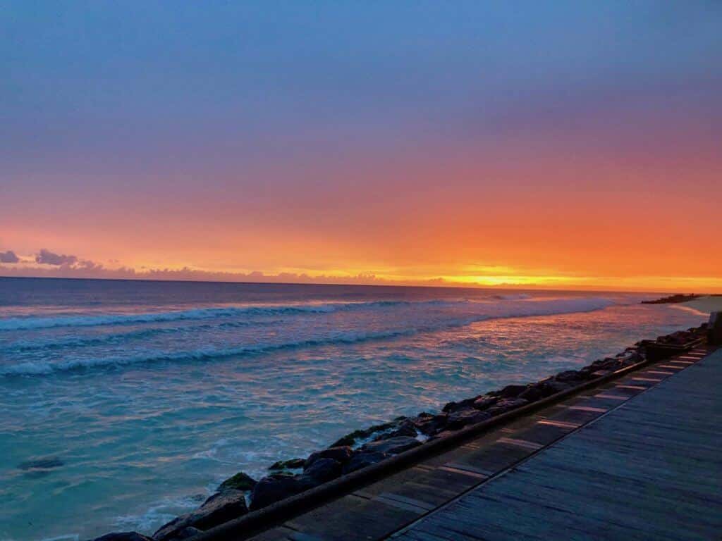 Sunset in Barbados from the South Coast Boardwalk
