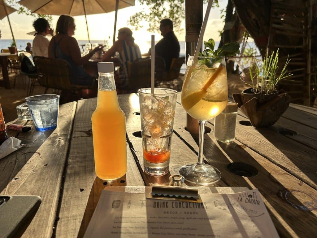 Drinks at sunset at La Cabane