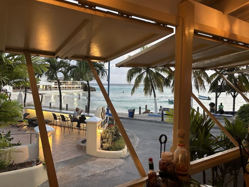 The ocean view from Cafe Sol Mexican Restaurant in St. Lawrence Gap