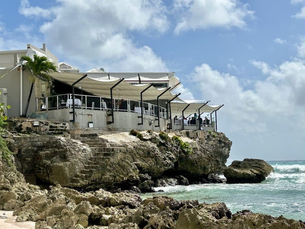 Champers restaurant in Barbados overlooking the ocean