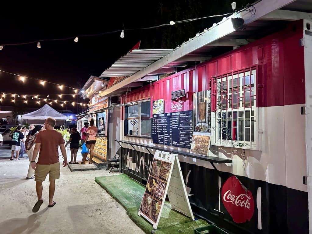 Food trucks at the worthing food court on the south coast of barbados
